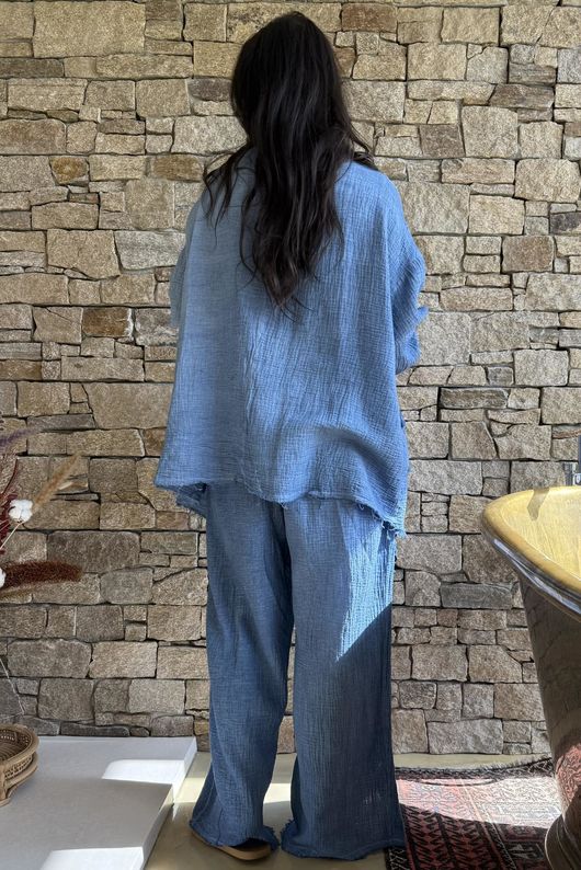 Rustic Nature Bubble Cotton Waterfall Jacket Washed Denim